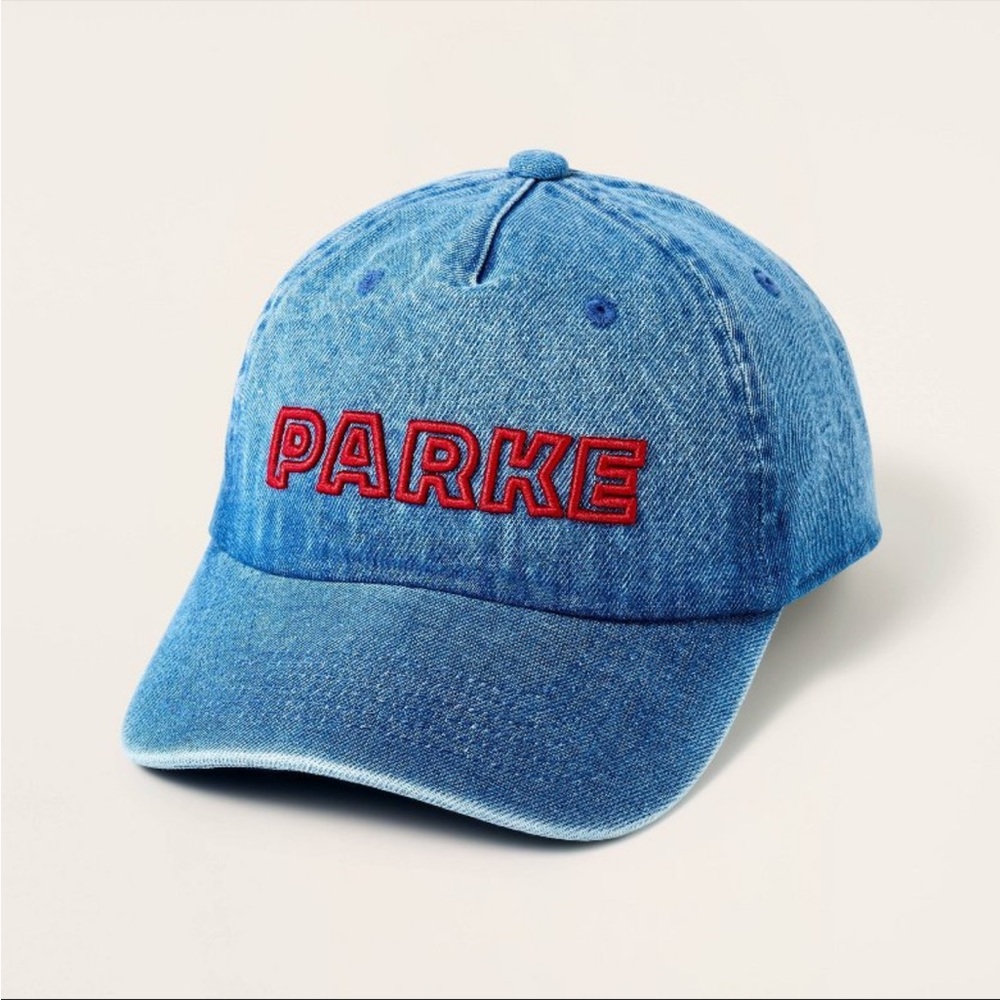 PARKE Target Denim Baseball Cap with Red Embroidered Logo